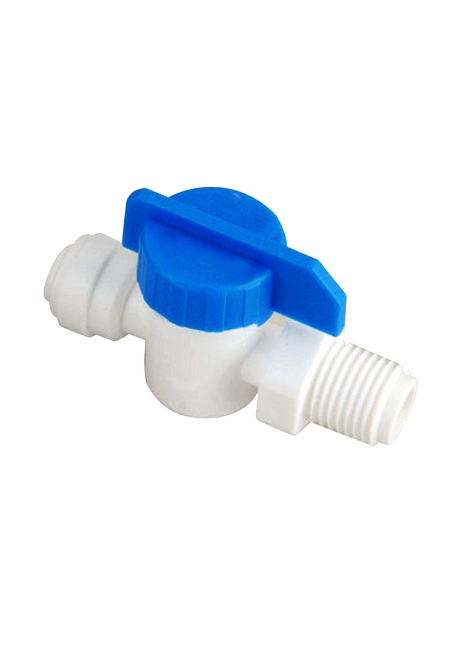 Water Tap, Isolator valve filter housing connector, 1/4" screw x 1/4" push